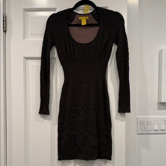 Catherine Malandrino Sccop Neck Brown Knit Dress -  threedaughtersproperties.com